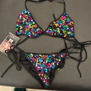 Multicolored, sequined bikini